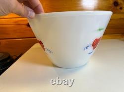 Antique Vintage Fire-King Fire King #8 # 8 Mixing Bowl Milk Glass Apples Apple