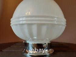 Antique/Vtg 1920s-40s Art Deco Ceiling Light/Lamp Fixture, Milk Glass, Flush