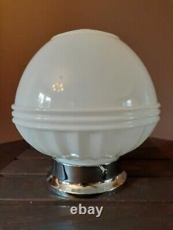 Antique/Vtg 1920s-40s Art Deco Ceiling Light/Lamp Fixture, Milk Glass, Flush