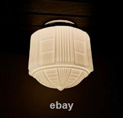 Antique/Vtg 20s/30s Art Deco Milk Glass Skyscraper Ceiling Light Fixture, Gatsby