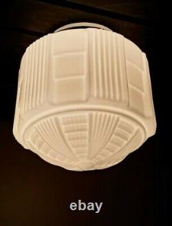 Antique/Vtg 20s/30s Art Deco Milk Glass Skyscraper Ceiling Light Fixture, Gatsby