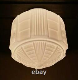 Antique/Vtg 20s/30s Art Deco Milk Glass Skyscraper Ceiling Light Fixture, Gatsby