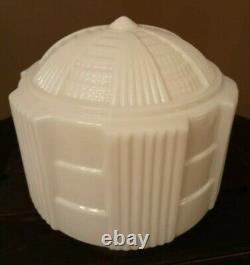 Antique/Vtg 20s/30s Art Deco Milk Glass Skyscraper Ceiling Light Fixture, Gatsby