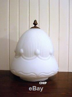 Antique / Vtg Ceiling Light Swag Lamp Fixture Art Deco Milk Glass /Brass Pendant