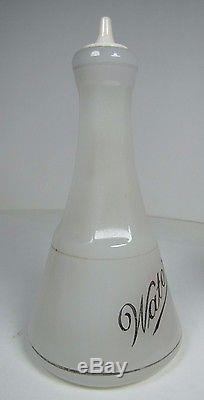 Antique WATER Bottle Barber Apothecary Opalescent White Glass w Milk Glass Top