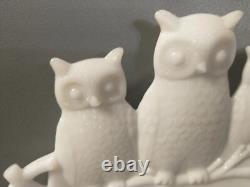 Antique Westmoreland Milk Glass Three Owls Platter 7 3/8 Diameter