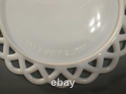 Antique Westmoreland Milk Glass Three Owls Platter 7 3/8 Diameter