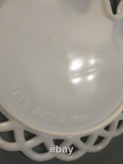 Antique Westmoreland Milk Glass Three Owls Platter 7 3/8 Diameter