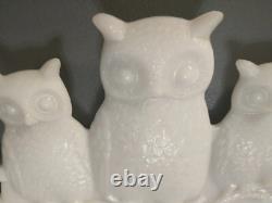 Antique Westmoreland Milk Glass Three Owls Platter 7 3/8 Diameter
