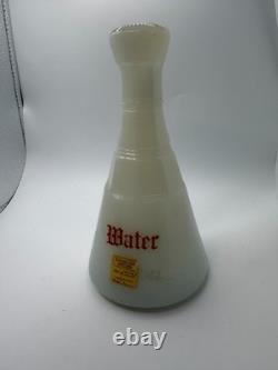 Antique White Milk Glass Apothecary Jar Red Gothic Lettering Water