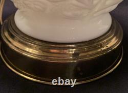 Antique White Milk Glass Lamp Victorian Oak Leaf Rose Vintage Gone With The Wind