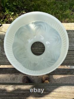Antique White Milk Glass Painted Embossed Globe Bell Shape Drape Sconce Lamp