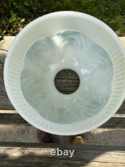 Antique White Milk Glass Painted Embossed Globe Bell Shape Drape Sconce Lamp