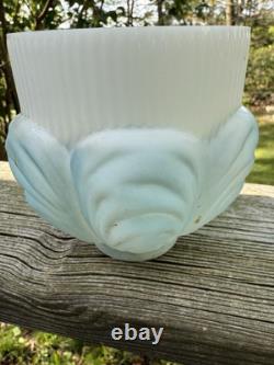 Antique White Milk Glass Painted Embossed Globe Bell Shape Drape Sconce Lamp