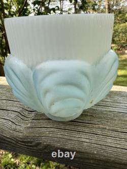 Antique White Milk Glass Painted Embossed Globe Bell Shape Drape Sconce Lamp