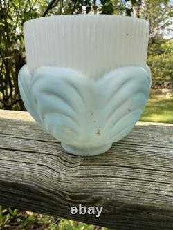 Antique White Milk Glass Painted Embossed Globe Bell Shape Drape Sconce Lamp