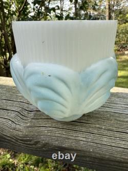 Antique White Milk Glass Painted Embossed Globe Bell Shape Drape Sconce Lamp