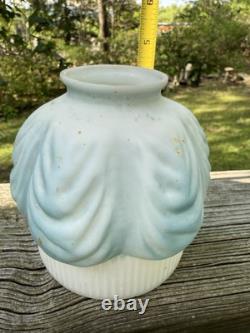 Antique White Milk Glass Painted Embossed Globe Bell Shape Drape Sconce Lamp