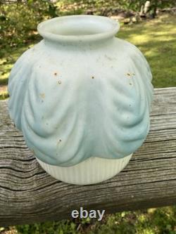 Antique White Milk Glass Painted Embossed Globe Bell Shape Drape Sconce Lamp