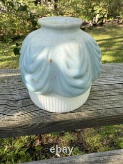 Antique White Milk Glass Painted Embossed Globe Bell Shape Drape Sconce Lamp