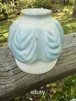 Antique White Milk Glass Painted Embossed Globe Bell Shape Drape Sconce Lamp