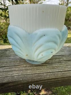 Antique White Milk Glass Painted Embossed Globe Bell Shape Drape Sconce Lamp