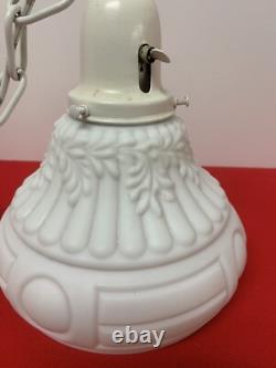 Antique White Milk Glass Swag Ceiling Light