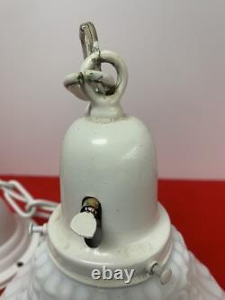 Antique White Milk Glass Swag Ceiling Light