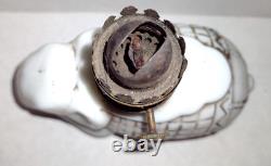 Antique White Opaque Milk Glass Elephant Miniature Oil Lamp Kerosene