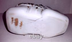 Antique White Opaque Milk Glass Elephant Miniature Oil Lamp Kerosene