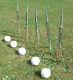 Antique Lightning Rod Set With Stands And White Milk Glass Balls. Set Of 5 (five)