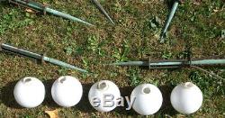Antique lightning rod set with stands and white milk glass balls. Set of 5 (five)