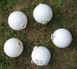 Antique lightning rod set with stands and white milk glass balls. Set of 5 (five)