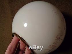 Antique transferware lineart MILKGLASS White Glass GLOBE SHADE GWTW Oil Lamp