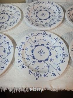 Arcopal Blue & White Milk-Glass BLAU SAKS Dinnerware 9 Plates, 5 Bowls FRANCE