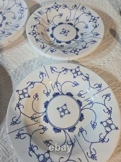 Arcopal Blue & White Milk-Glass BLAU SAKS Dinnerware 9 Plates, 5 Bowls FRANCE