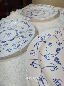 Arcopal Blue & White Milk-Glass BLAU SAKS Dinnerware 9 Plates, 5 Bowls FRANCE