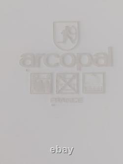 Arcopal Blue & White Milk-Glass BLAU SAKS Dinnerware 9 Plates, 5 Bowls FRANCE