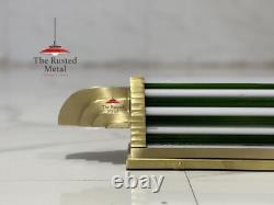 Art Deco Brass Wall Sconce Light Green White Milk Glass Rods Retro Vintage Lamp