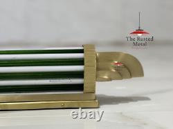 Art Deco Brass Wall Sconce Light Green White Milk Glass Rods Retro Vintage Lamp