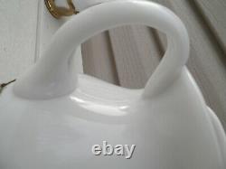 Art Deco Cambridge Milk Glass Pitcher Set- Farber Brass Holders-Stickers On