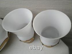 Art Deco Cambridge Milk Glass Pitcher Set- Farber Brass Holders-Stickers On