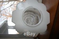 Art Deco Milk Glass Geometric Globe Chandelier Hanging Lamp Pendant