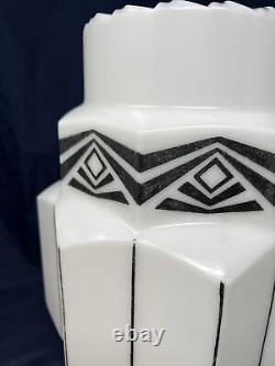 Art Deco Milk Glass SKYSCRAPER Wedding Cake stenciled Shade Large! RARE