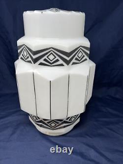 Art Deco Milk Glass SKYSCRAPER Wedding Cake stenciled Shade Large! RARE