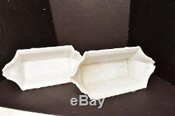 Art Deco Slip shade MILK Glass Wall Sconce Shades Pair painted Cathedral windows