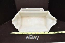 Art Deco Slip shade MILK Glass Wall Sconce Shades Pair painted Cathedral windows