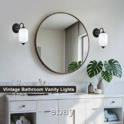 Art Deco Vintage Wall Sconce, White Milk Glass Light Fixture, E12 LED Included