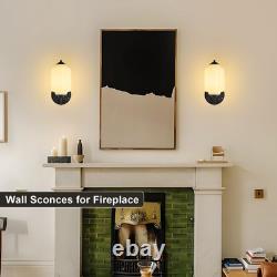 Art Deco Vintage Wall Sconce, White Milk Glass Light Fixture, E12 LED Included