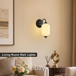 Art Deco Vintage Wall Sconce, White Milk Glass Light Fixture, E12 LED Included Art Deco Vintage Wall Sconce, White Milk Glass Light Fixture, E12 LED Included